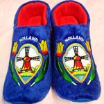 Blue slippers with Dutch windmill embroidery