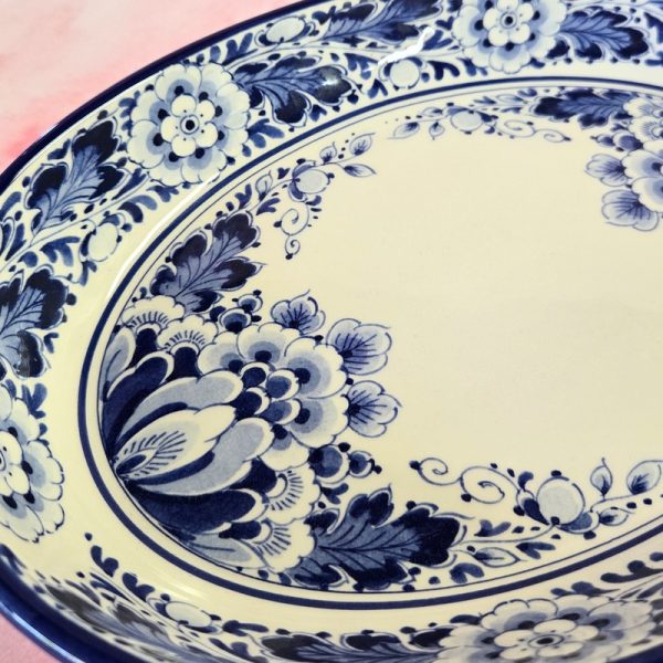 Blue floral patterned ceramic bowl